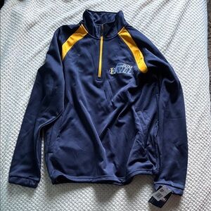 Utah Jazz Navy and Yellow Quarter-Zip Embroidered Pullover Brand New SWT Size L